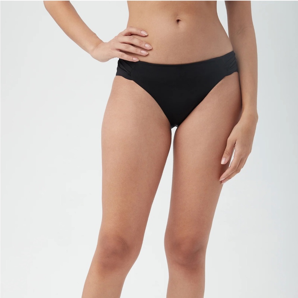 Classic Trina Turk Monaco Shirred Hipster Black Women's Swim Bottom